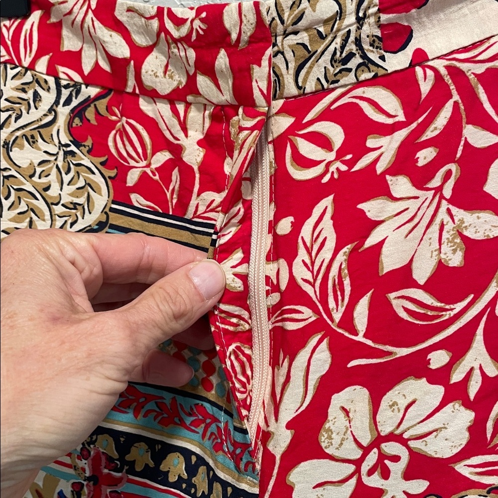 Zara Patchwork Patterned Red And Blue Floral Prin… - image 3